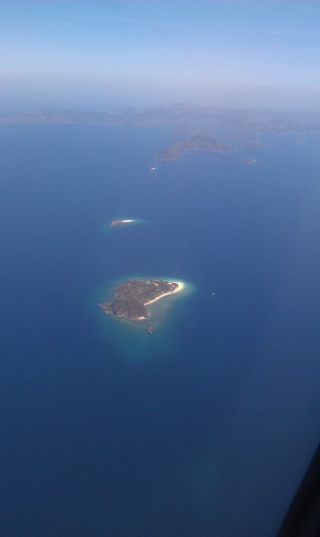 This island is Club Paradise as seen from the plane